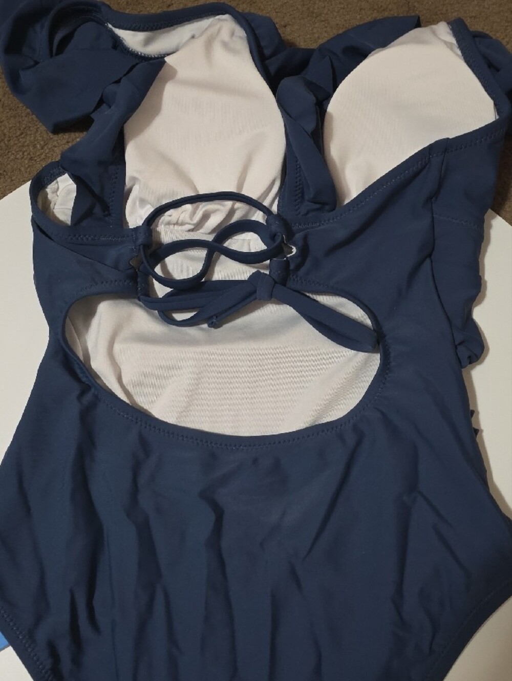 Cupshe  Blue Ruffle Strap One-Piece Swimsuit - Picture 5 of 7